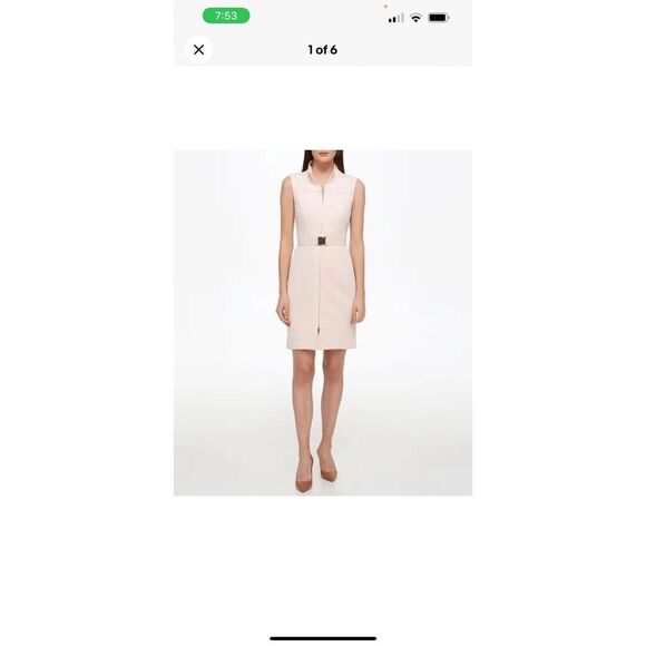 Tommy Hilfiger Sleeveless BodyCon Zip Front Belted Scuba Sheath Dress - Picture 10 of 10